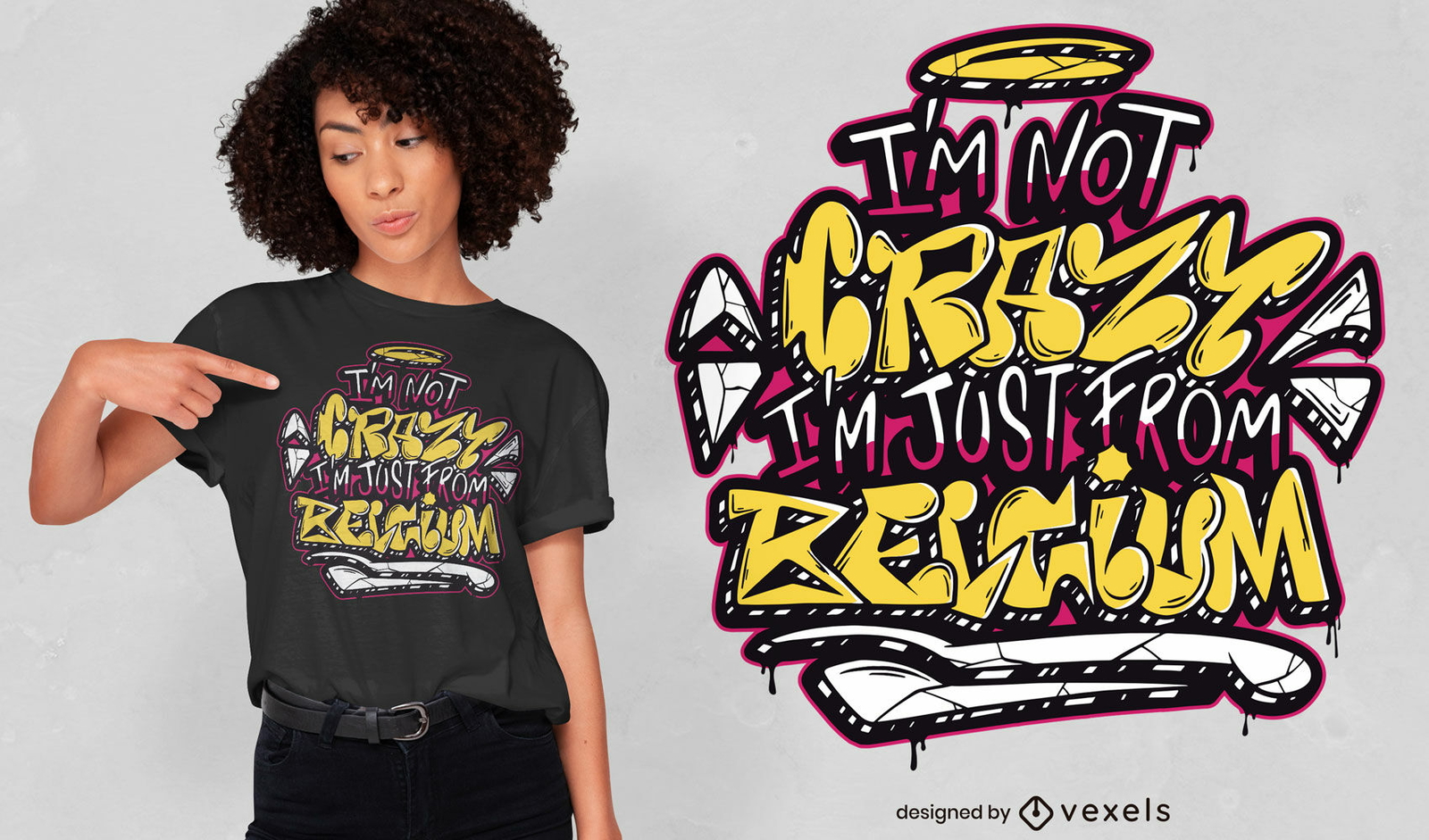 Design de camiseta com citação de graffiti na Bélgica