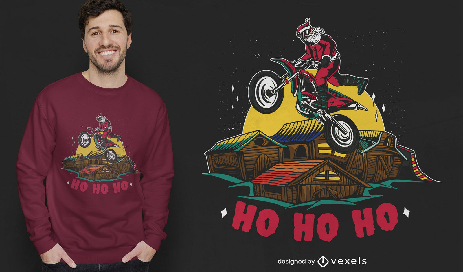 Diseño de camiseta Extreme Santa Christmas