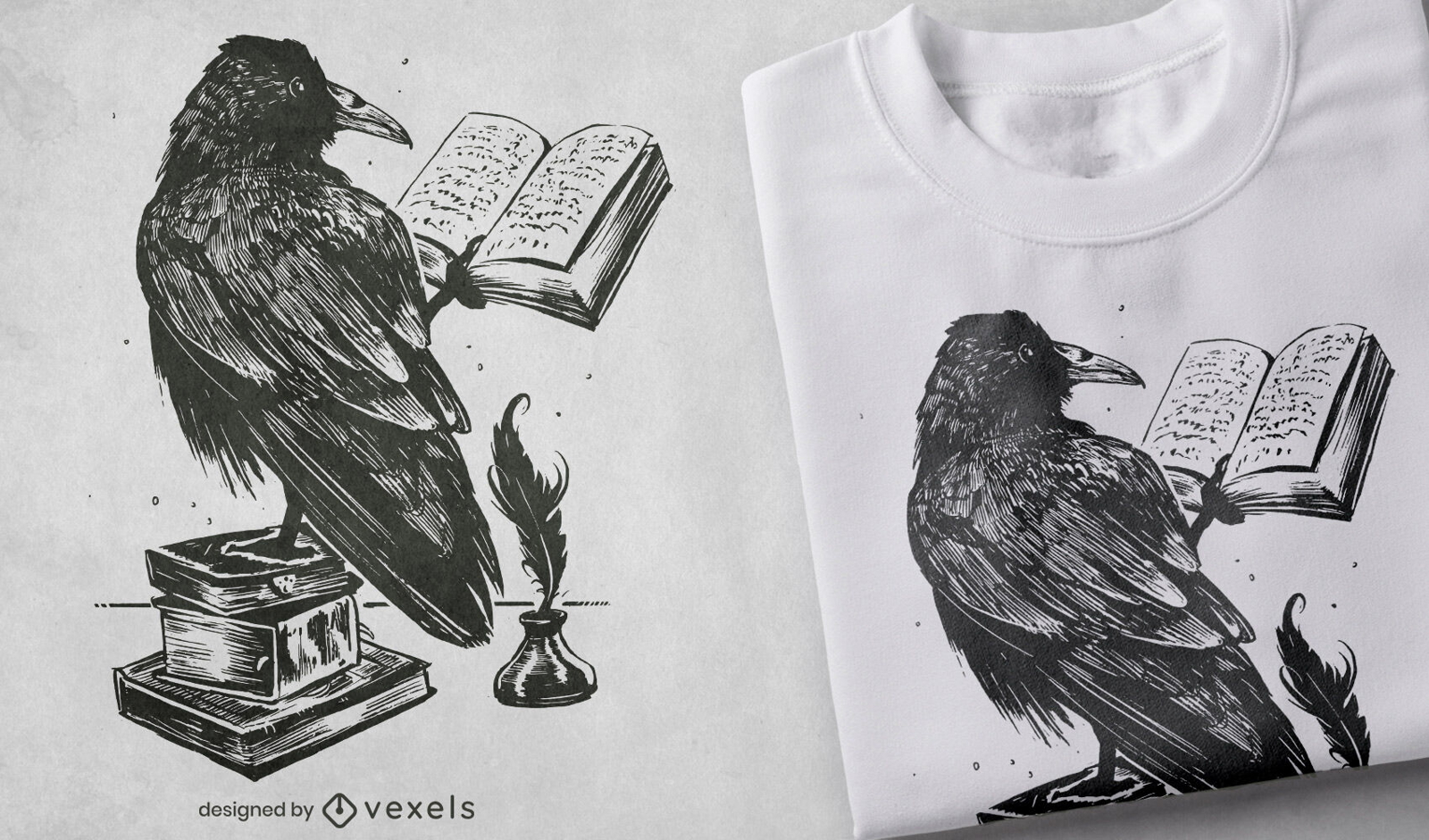 Rabenvogel liest Buch-T-Shirt-Design