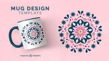 Diseño de taza floral circular Mandala