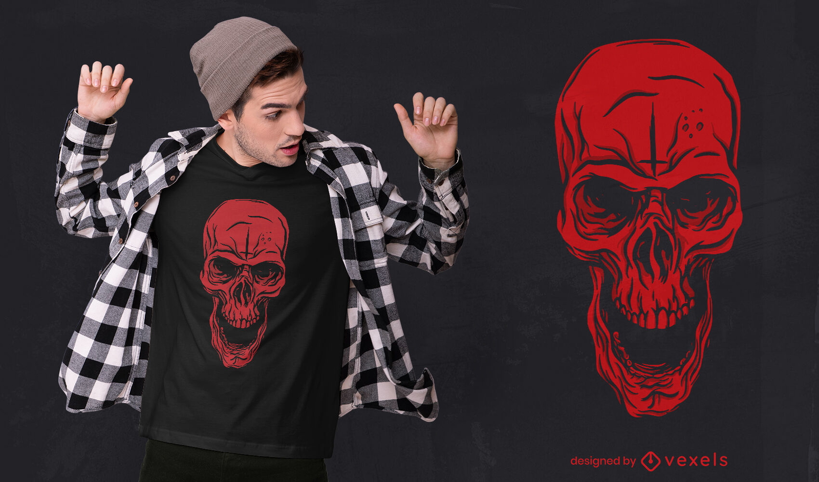 Wütendes rotes Totenkopf-T-Shirt-Design