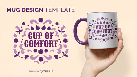 Comfort quote with doodles mug design