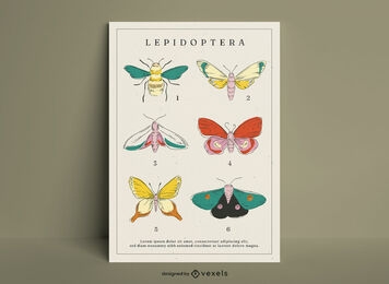 Butterfly insects nature poster template