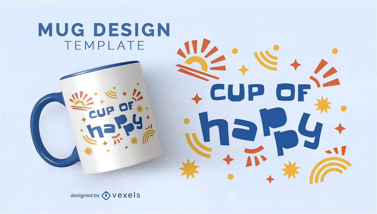 Happy quote with doodles mug design