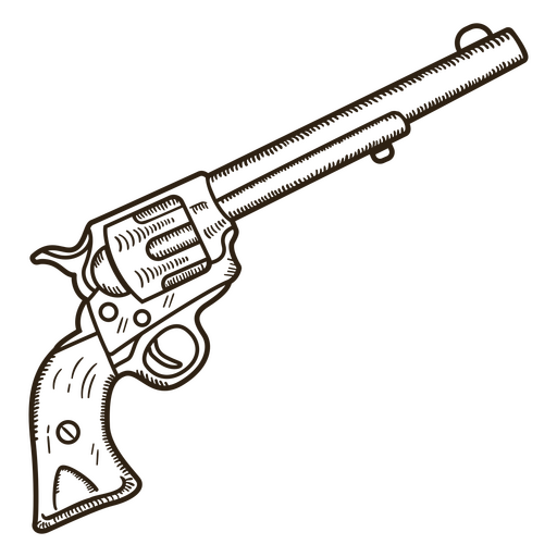 Wild west old revolver stroke PNG Design
