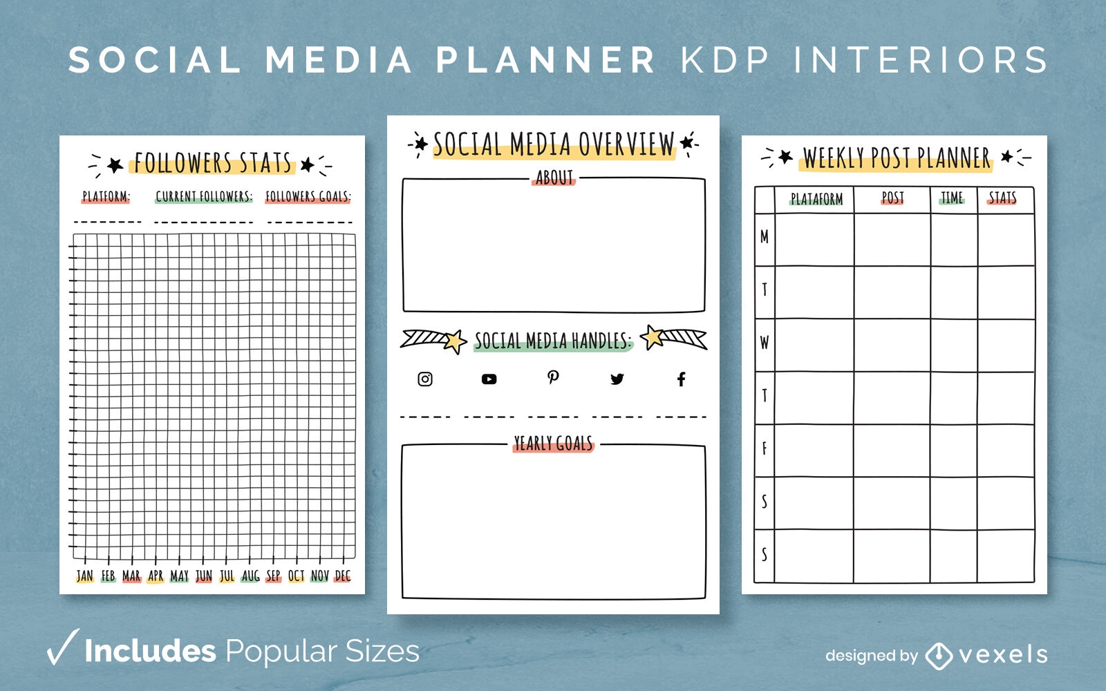 KDP de modelo de planejador de mídia social