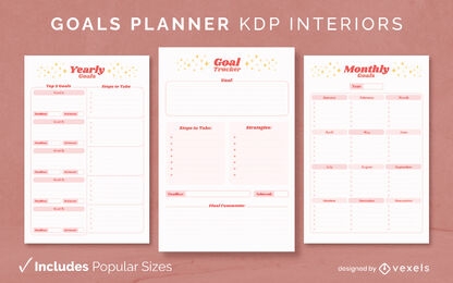 KDP do modelo de design do jornal do planejador de metas