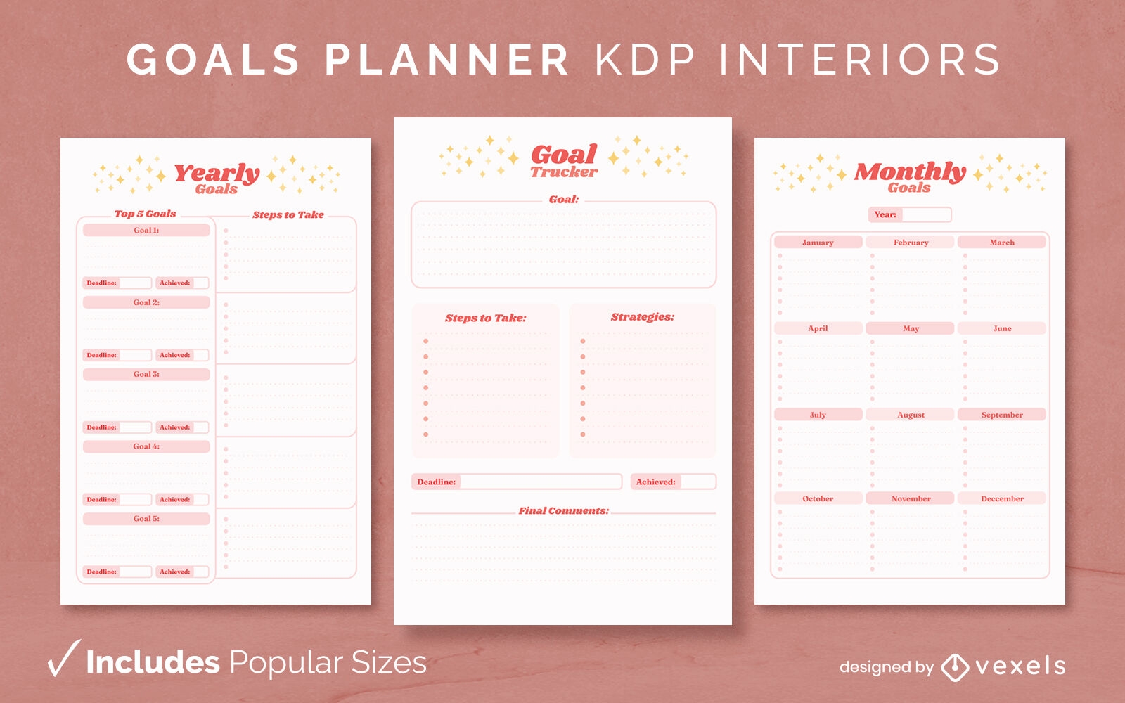 Plantilla de diseño de diario del planificador de objetivos KDP