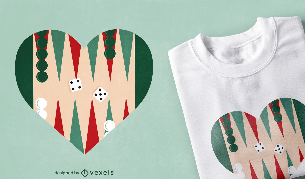 Amo o design de camisetas com coração de gamão