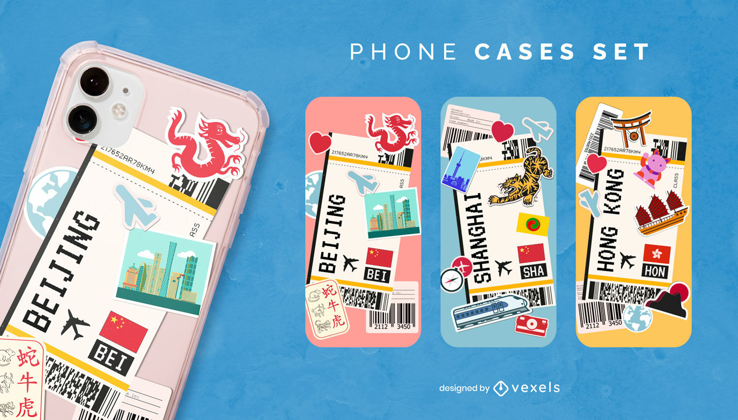 Conjunto de diseño de caja de teléfono de viaje