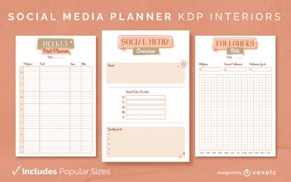 Social media planner diary template KDP interior design