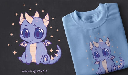 Diseño de camiseta kawaii baby dragon