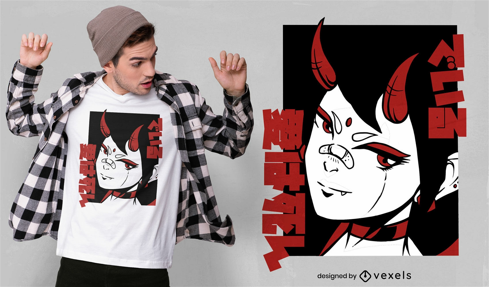 Horror Anime M?dchen T-Shirt Design