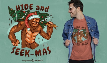 Hide and seek Christmas bigfoot t-shirt design