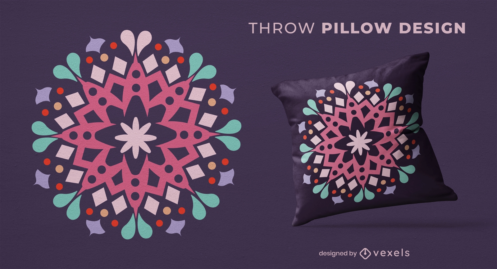 Pastel mandala throw pillow design