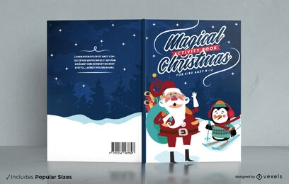 Diseño de portada de libro de actividades de Navidad mágica