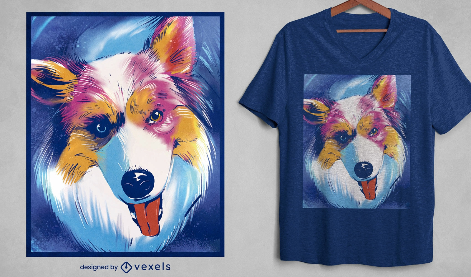 Malendes T-Shirt des australischen Schäferhundes psd