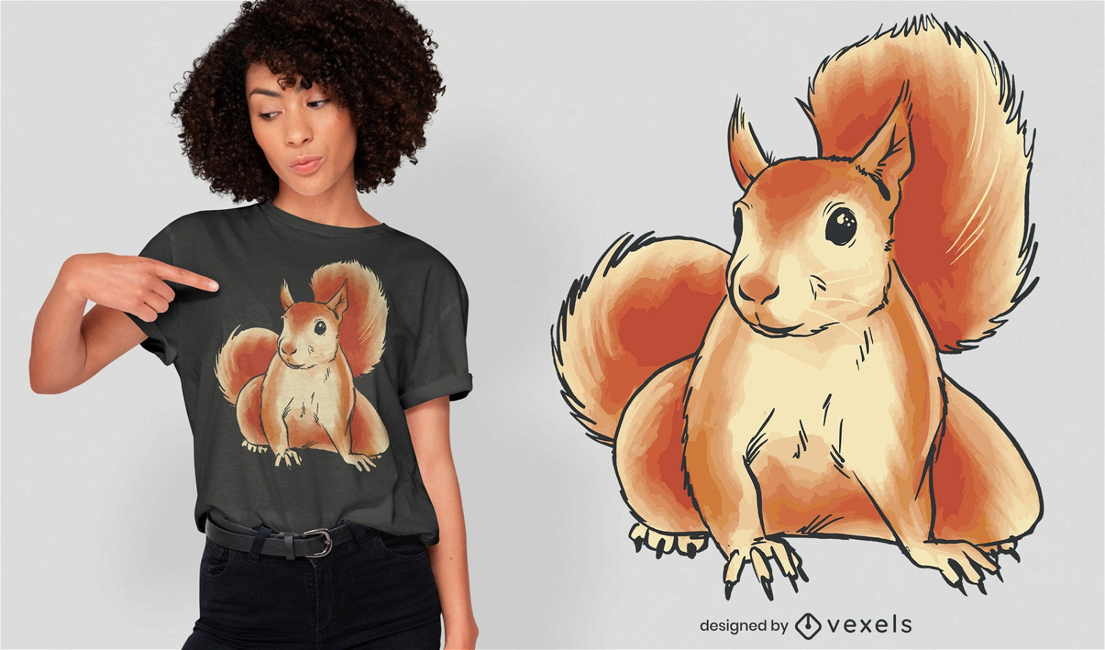 Watercolor squirrel animal t-shirt psd
