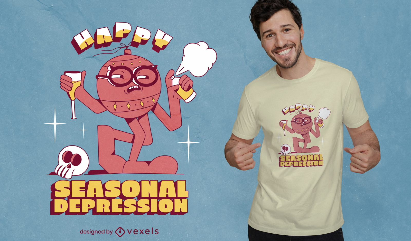 Anti New Year seasonal depression t-shirt design
