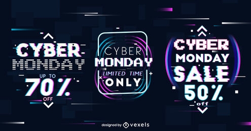 Conjunto de insignias de falla de venta de Cyber Monday