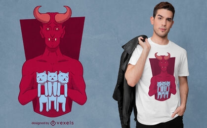 Devil with cat animals t-shirt design