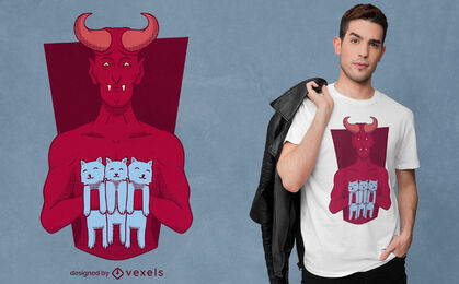 Diablo con diseño de camiseta de animales gato.