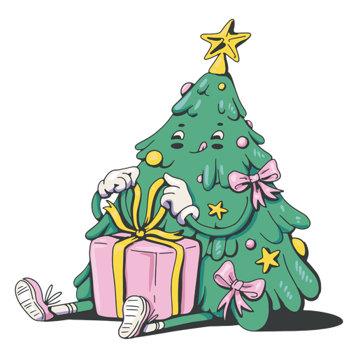 Christmas tree present character PNG Design