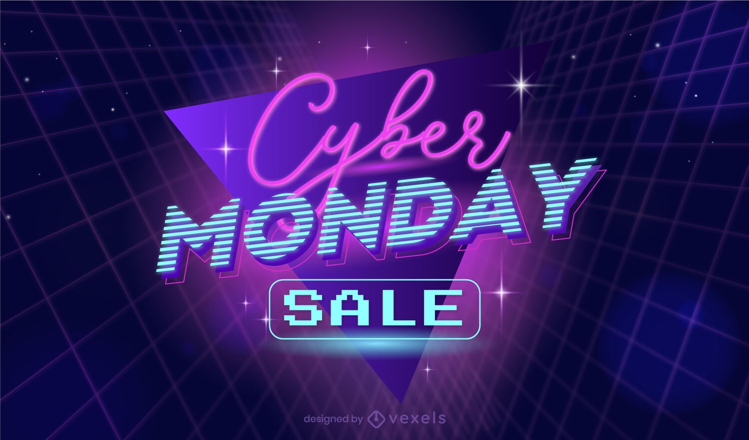 Cyber monday promotion sale neon slider