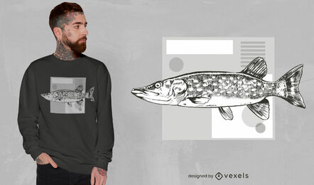 Diseño de camiseta realista de peces marinos.