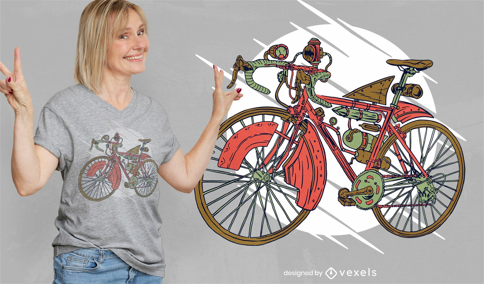 Steampunk bike transport t-shirt design