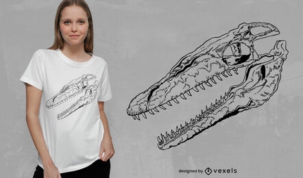 Diseño de camiseta de calavera de dinosaurio Mosasaurus