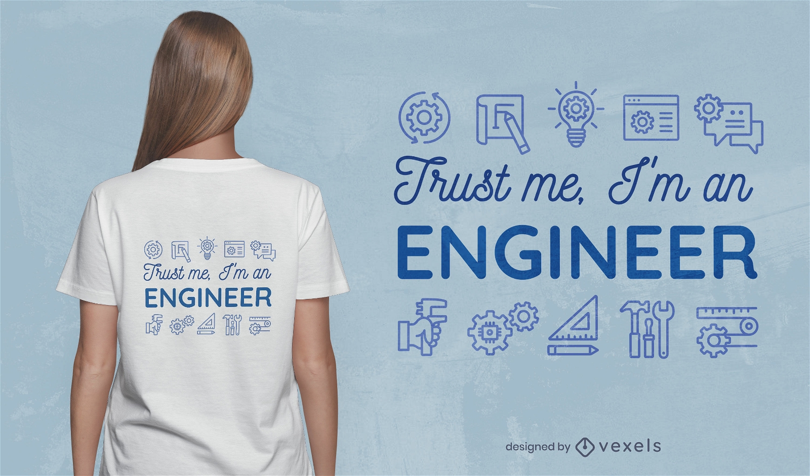 Dise?o de camiseta de cita y elementos de ingeniero.