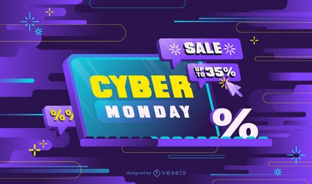 Cyber monday promotion sale 3D slider