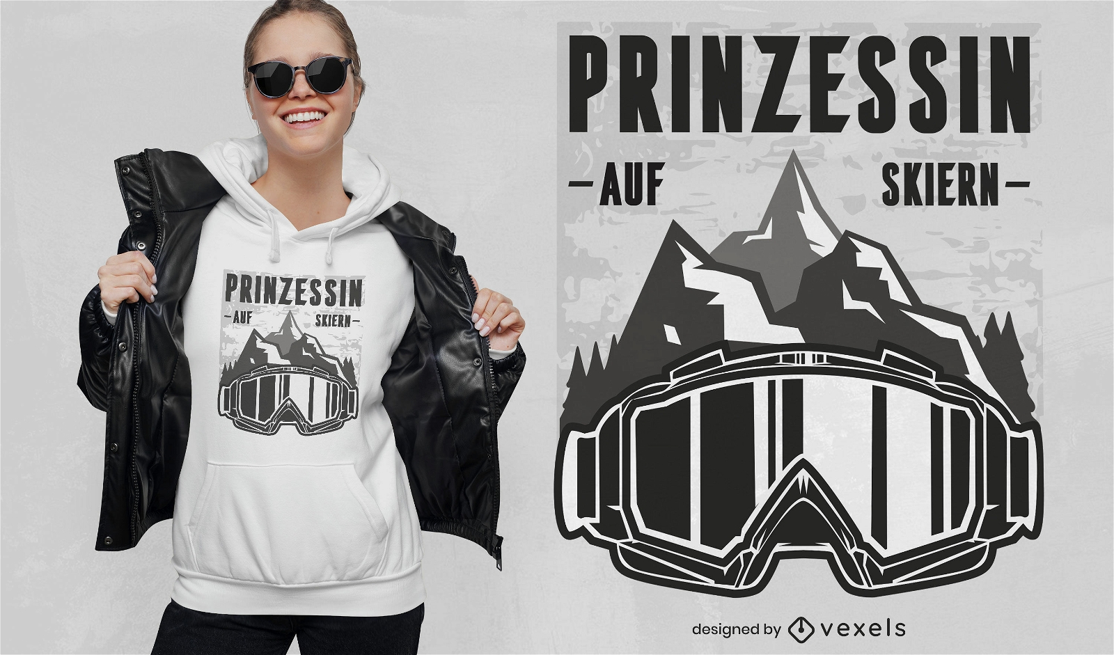 Princess of skis German t-shirt design