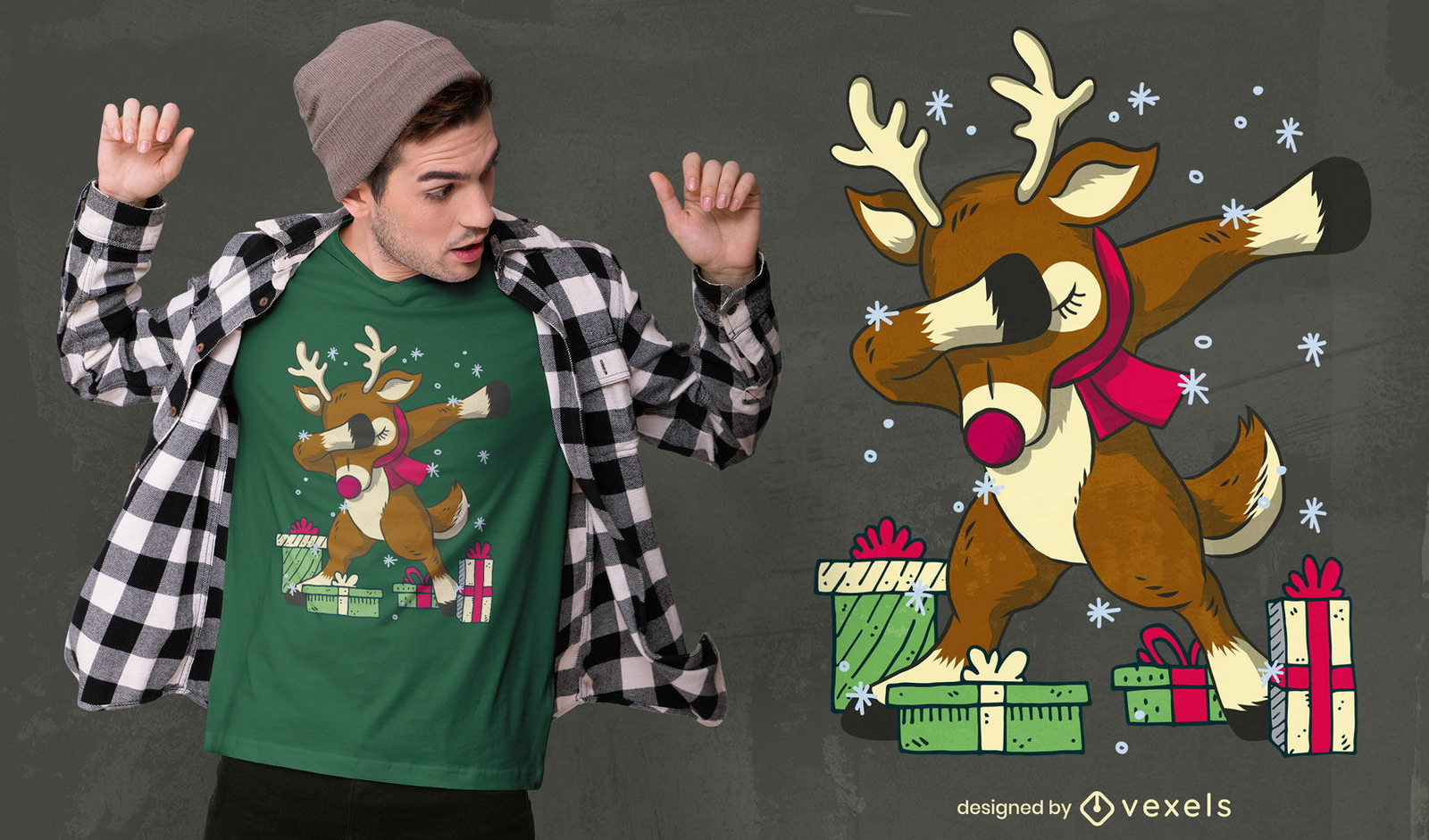 Diseño de camiseta de Navidad Dabbing Rudolph