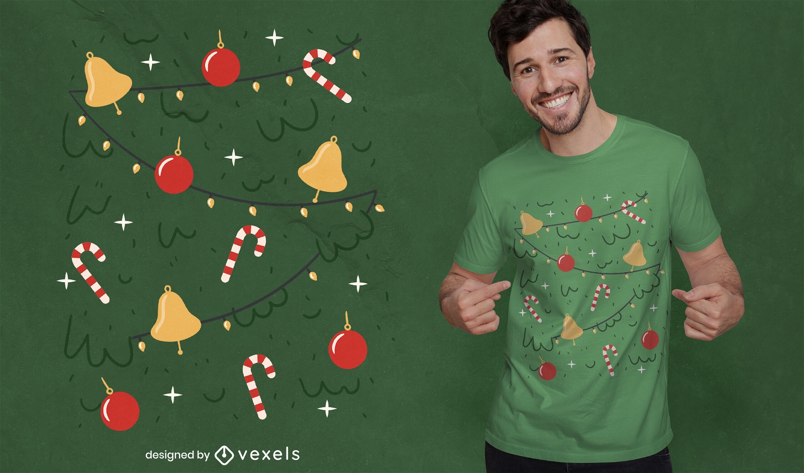 Design de t-shirt com disfarce de árvore de natal