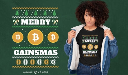Diseño de camiseta criptográfica navideña Merry gainsmas