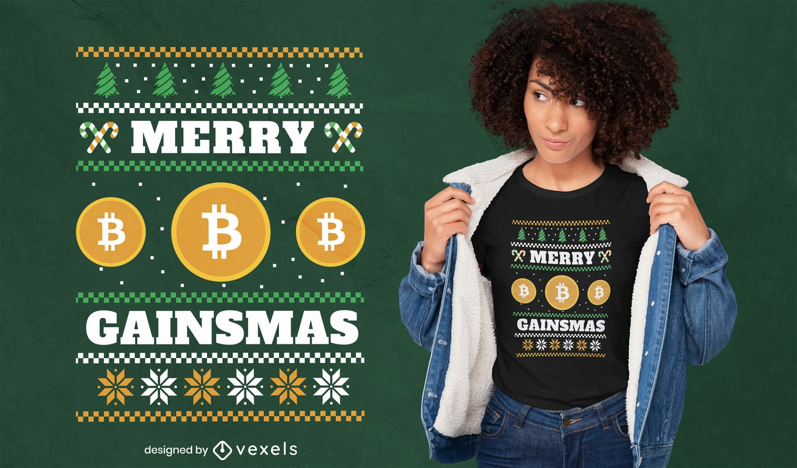Design de t-shirt bitcoin de Natal Merry gainmas