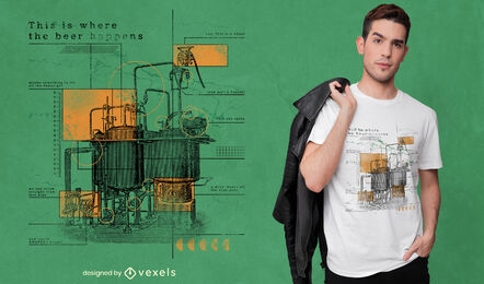 Bierfabrik Infografiken T-Shirt PSD
