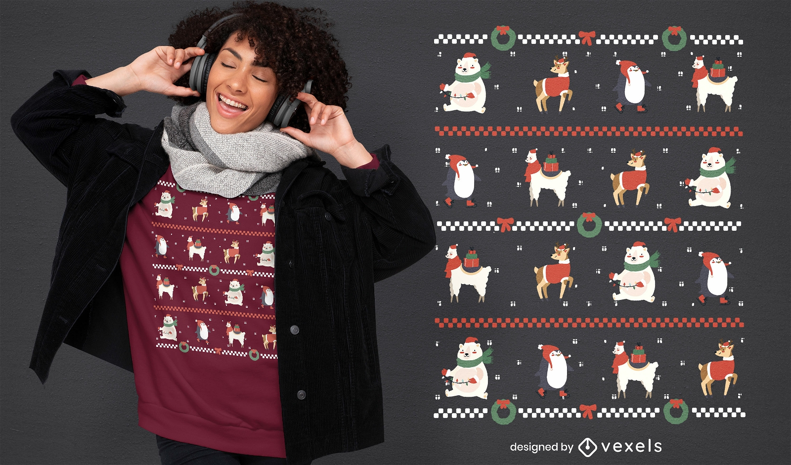 Christmas sweater pattern t-shirt design