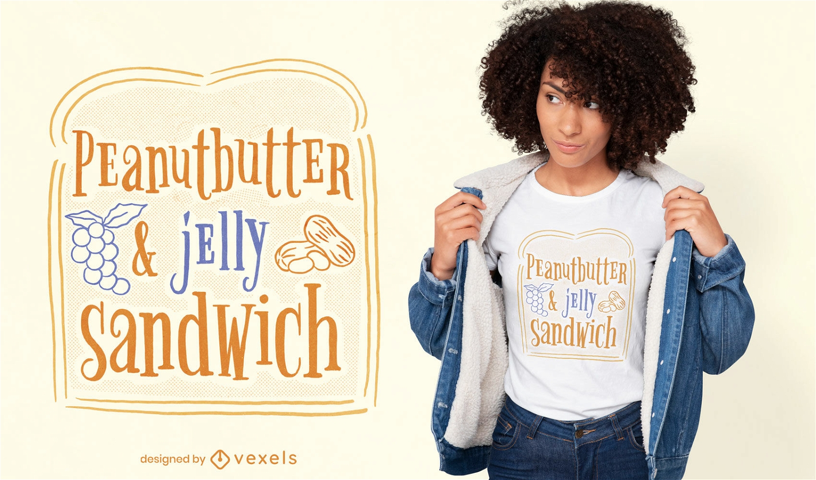 Design de t-shirt de sanduíche de manteiga de amendoim e geleia