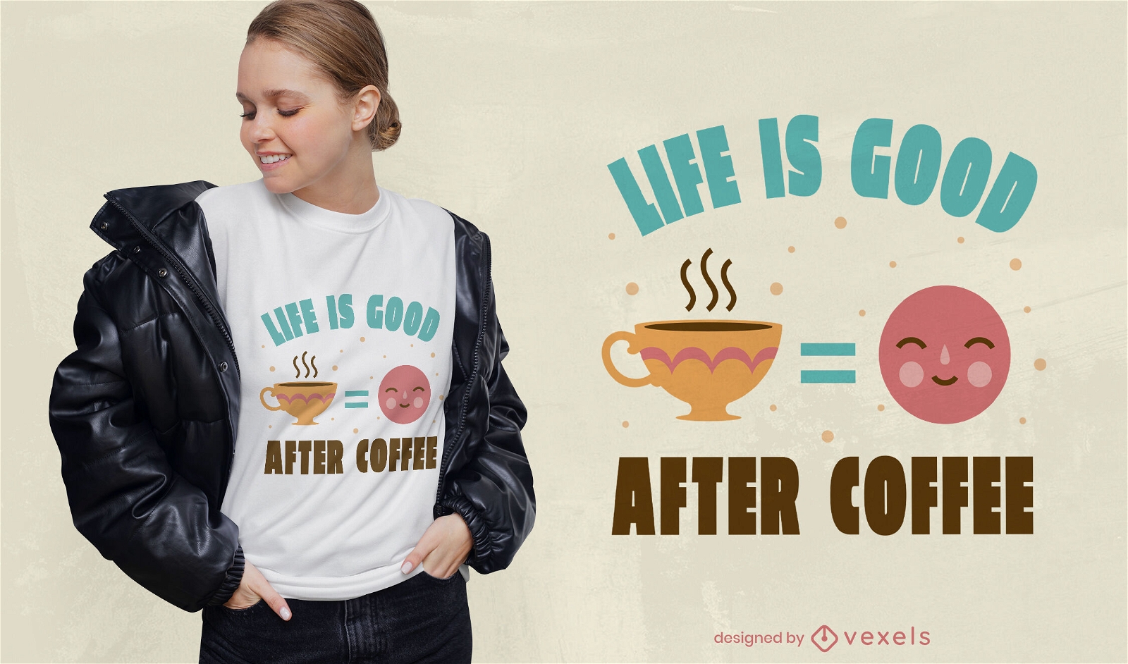 A vida é boa depois do design da camiseta do café