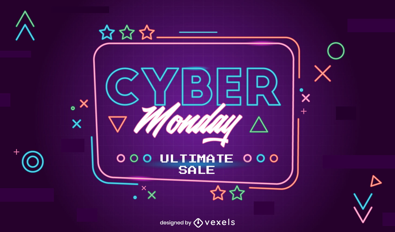 Controle deslizante de néon do evento de desconto da Cyber Monday