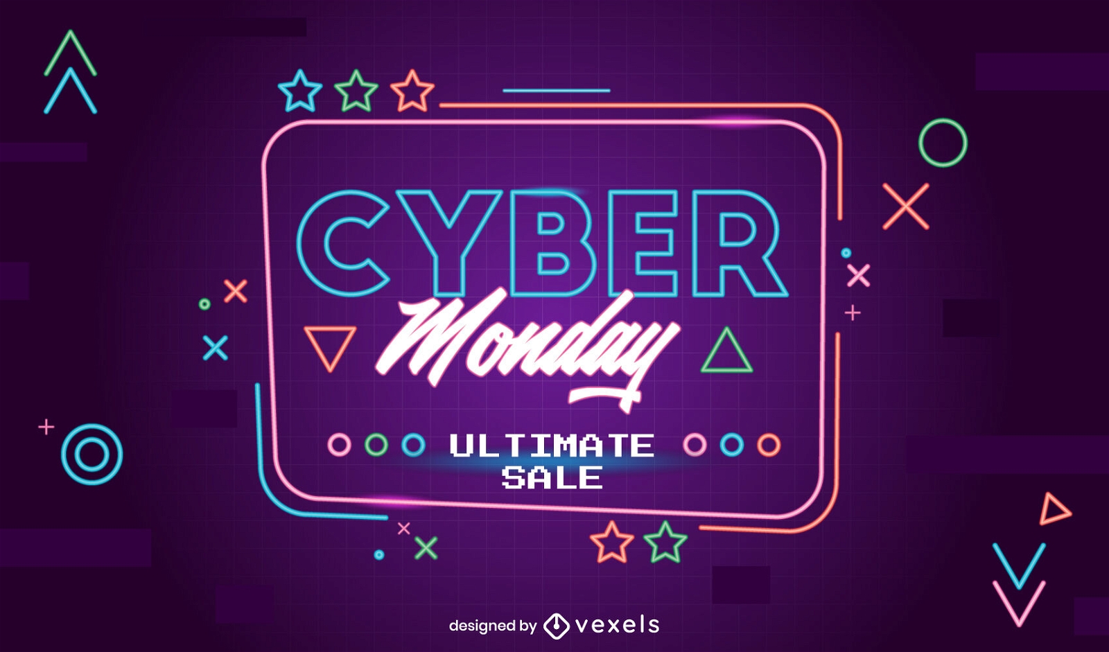 Cyber monday discount event neon slider