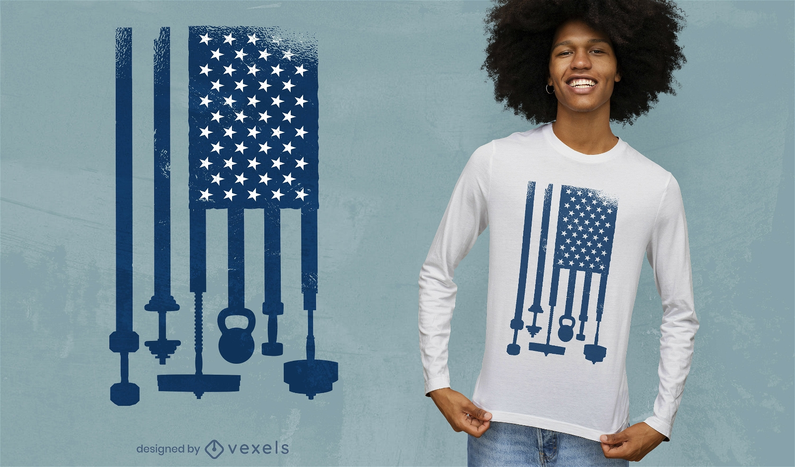Diseño de camiseta de la bandera de levantamiento de pesas de EE. UU.