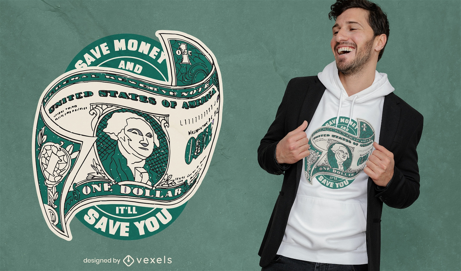 Ein Dollarschein amerikanisches Geld-T-Shirt-Design