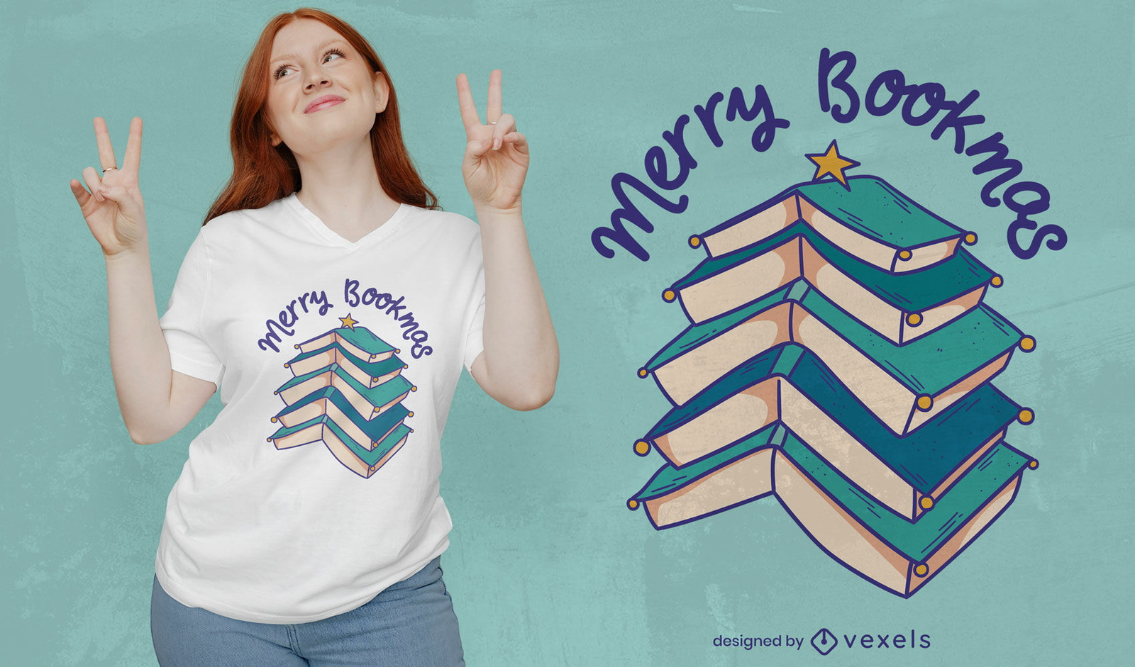 Fröhliches Bookmas-T-Shirt-Design