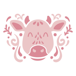 Farm animals pink cow ornament flat PNG Design