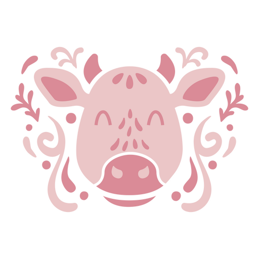 Farm animals pink cow ornament flat PNG Design