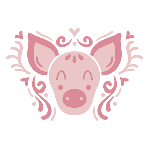 Farm animals pink pig flat